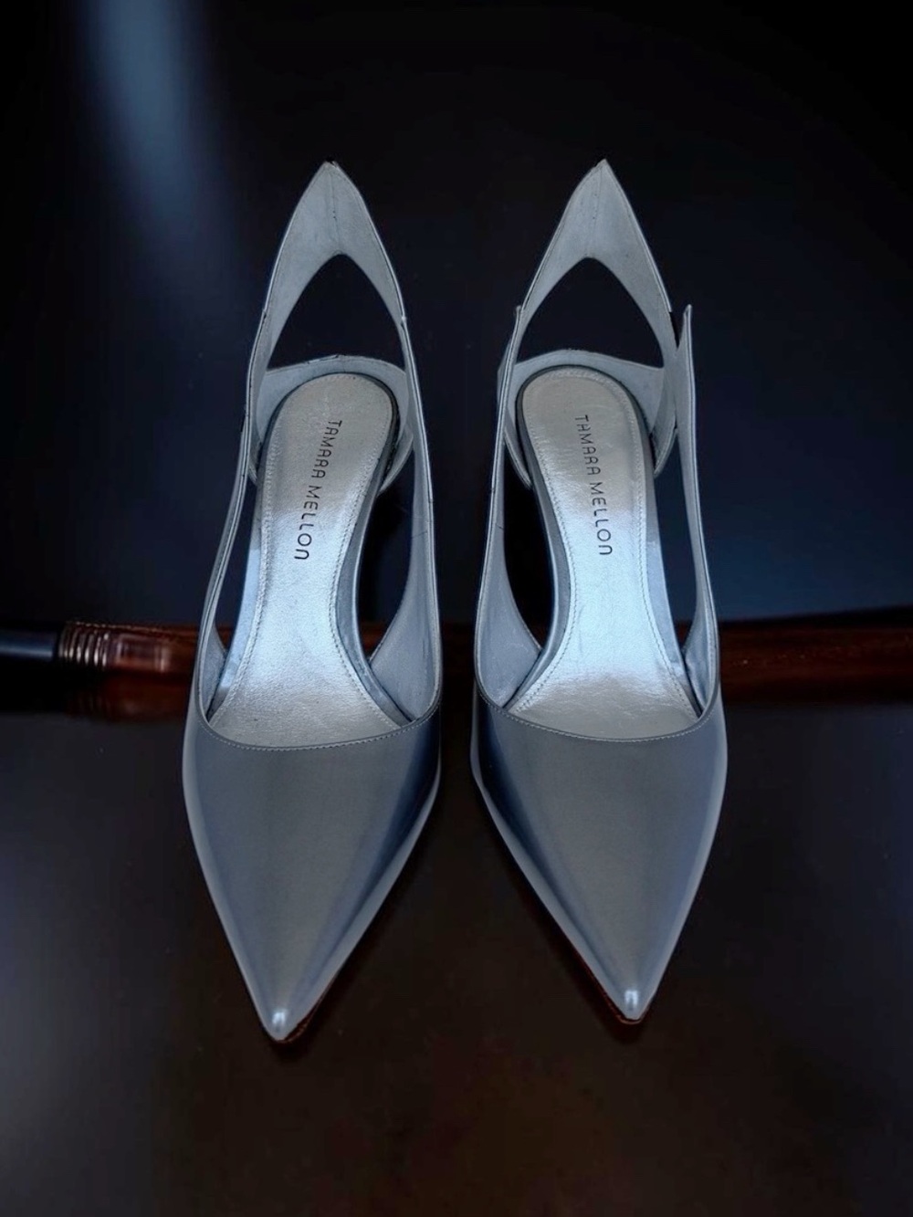 ✨Exclusive✨Tamara Mellon FW23 Glare Lightning Bolt Metallic Silver Sample Sz 40 - Picture 5 of 13